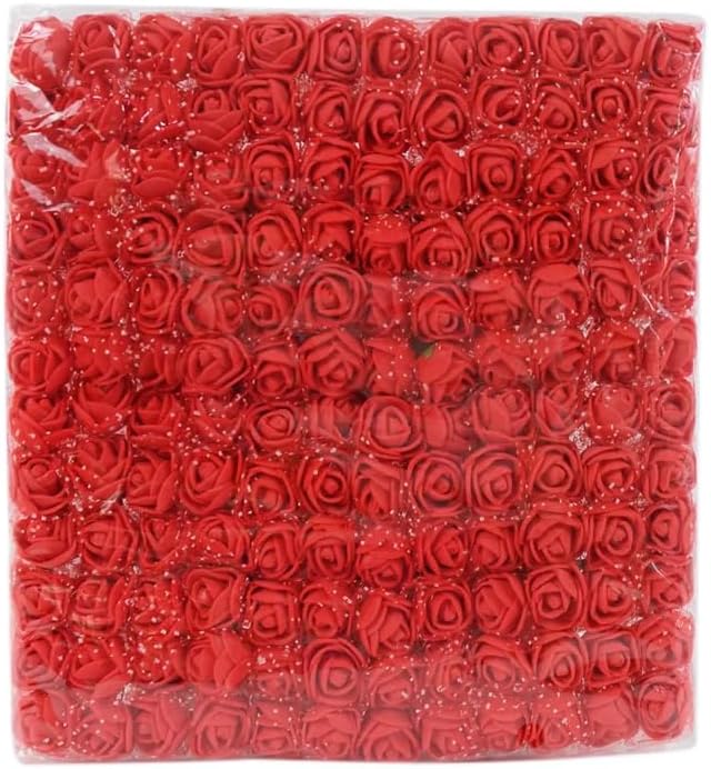 432 Pcs Mini Artificial Rose Flower Heads Real Looking Foam Fake Roses Heads for DIY Wedding Flowers Accessories Bridal Hair Clips Headbands Dress Decoration(Red)
