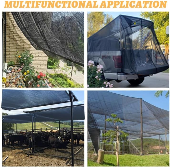 Cool Area 40% 6.5x20ft Sunblock Shade Cloth Cover Mesh UV Resistant Net for Garden Flower Plant Greenhouse, Black