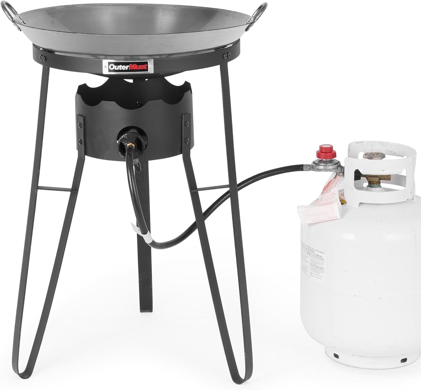 Outdoor Cooker with Iron Wok and Propane Burner, 54,000 BTU High-Pressure Gas Stove for Backyard BBQ, Tailgating & Outdoor Cooking