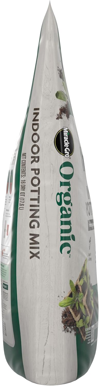 Miracle-Gro Organic Indoor Potting Mix - Protects Against Over and Under Watering, Planting Soil for Indoor Container Plants, Houseplants and Starter Plants, OMRI Listed, 16 qt. (2-Pack)
