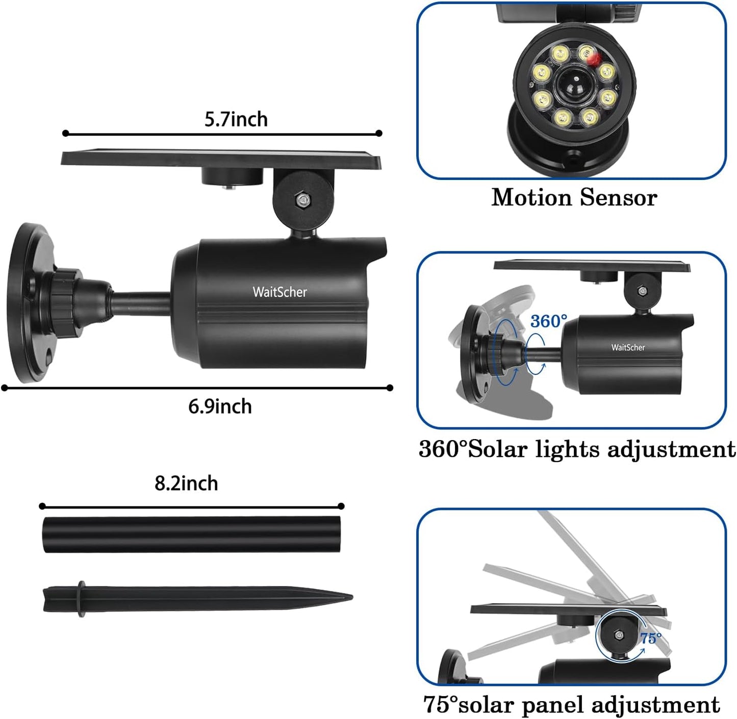 Solar Motion Lights Outdoor IP67 Waterproof Security Flood Lights 1800LM 3600mAh for Garage, Driveway, Path, Patio, Front Door, Landscape 4 Pack
