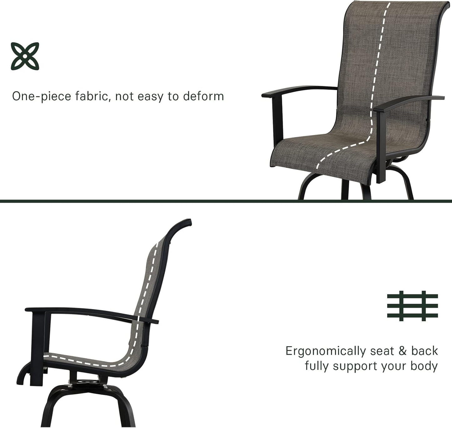Grand patio Outdoor Counter Height Patio Stools Set of 4, Swivel Bar Chairs for Balcony, Poolside, Backyard, Garden (Coffee, 4PC)
