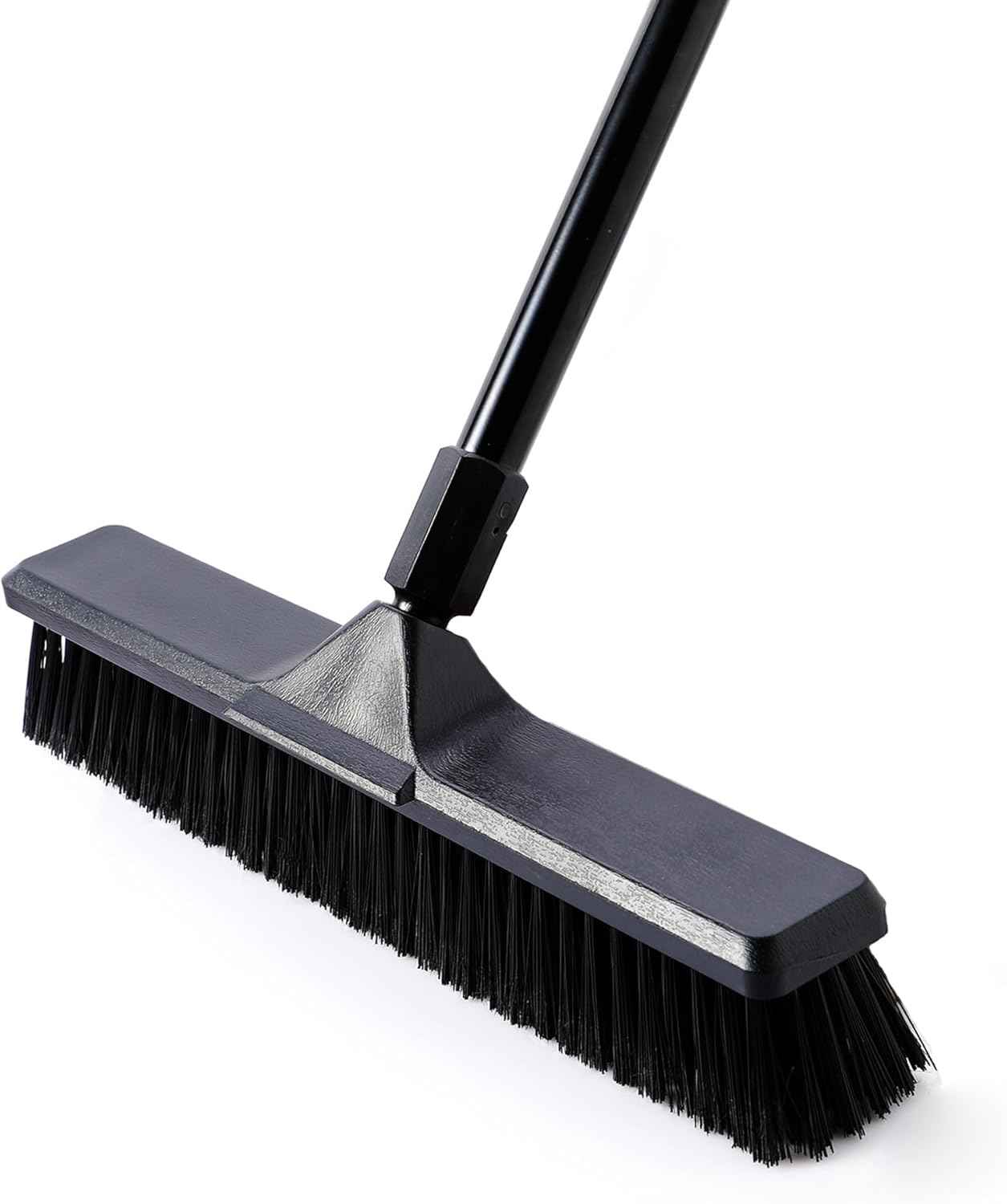 Eyliden 18" Push Broom for Deck Driveway Patio Garage | Heavy-Duty Stiff Bristles with 66" Adjustable Handle | Black