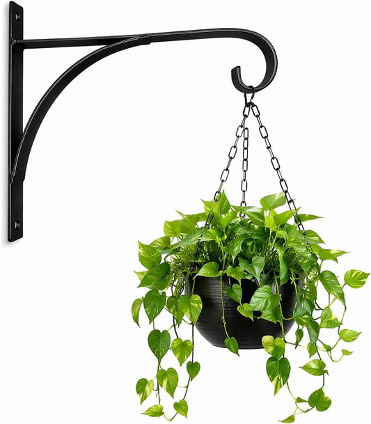 Plant Hangers Outdoor Indoor, 10 Inch Heavy Duty Wall Hooks 2/4 Pack, Decorative Iron Plant Hooks for Hanging Plants, Bird Feeders, Wind Chimes, Flower Baskets (1Pack)