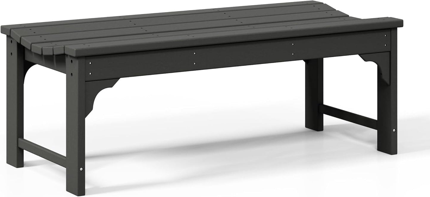 WestinTrends Malibu Outdoor Bench, All Weather Resistant Poly Lumber Backless Patio Garden Bench, Adirondack Curved Bench Seat for Comfort, Gray