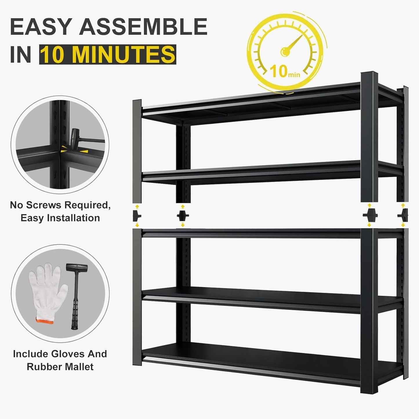 24" D x 47" W x 84" H Heavy Duty Garage Shelving, Metal Shelving, 3500LBS Storage Shelves 5 Tier Adjustable Heavy Duty Shelving Unit for Warehouse, Garage, Basement