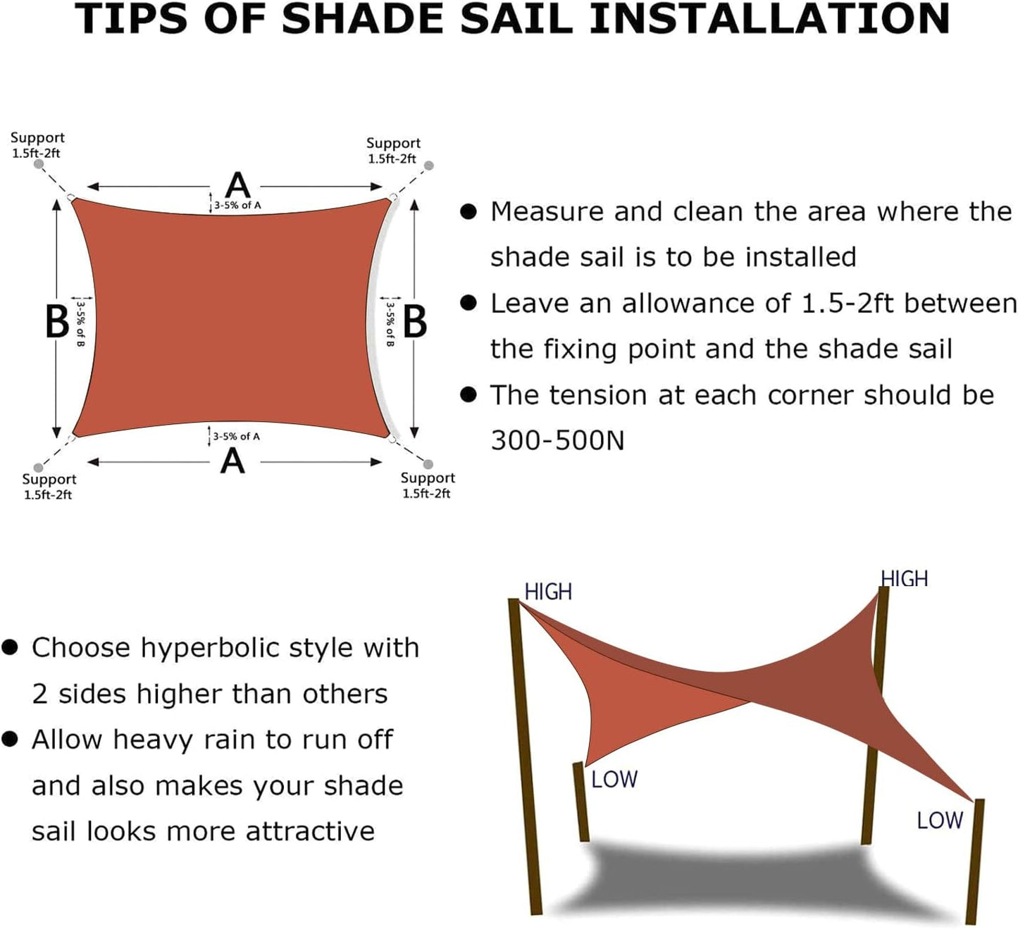 KANAGAWA 10'X22' Rust Red Custom Size Sun Shade Sail Rectangle UV Block Canopy Cover for Patio Backyard Lawn Garden Outdoor (Customized Available)