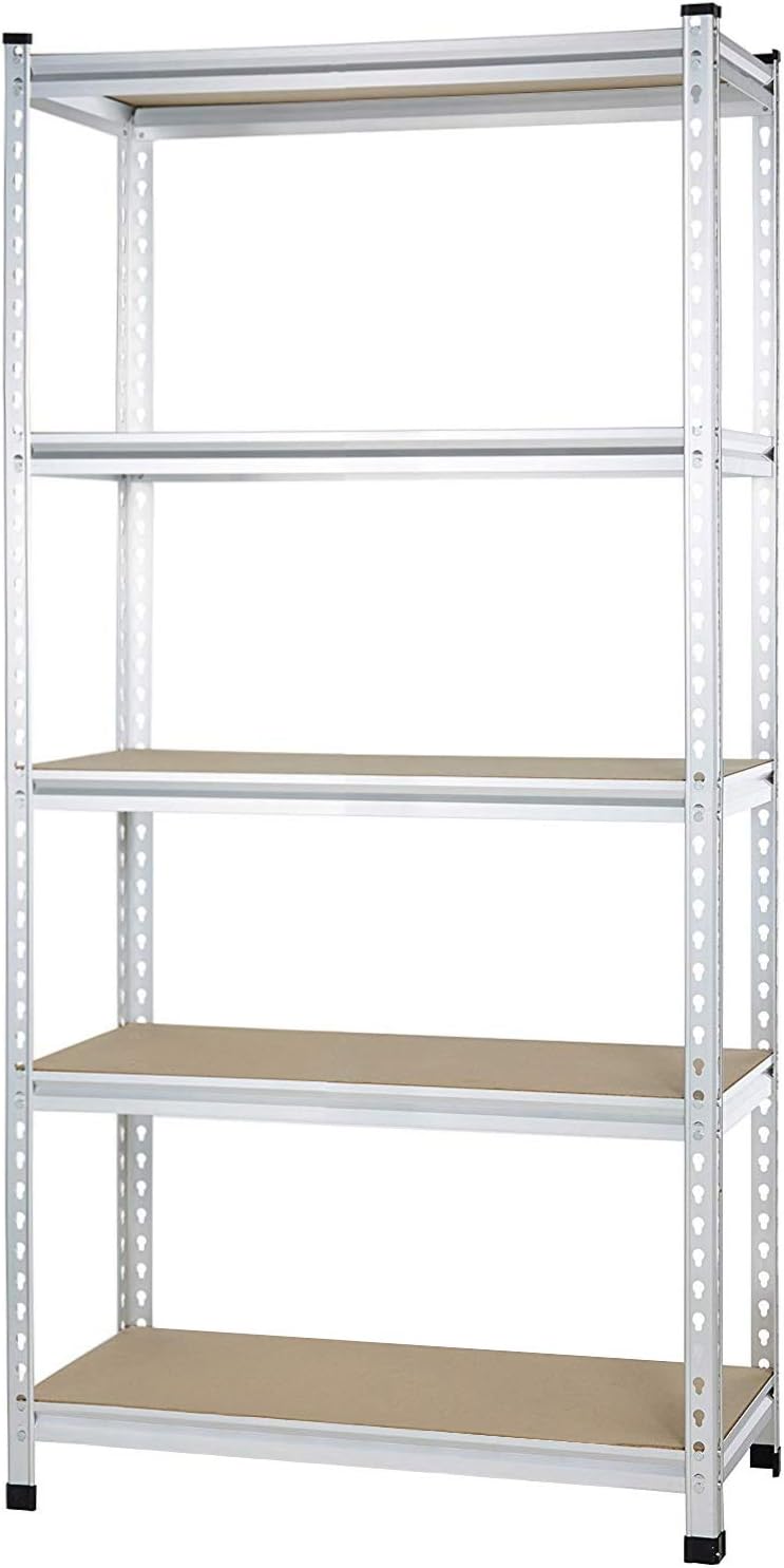 Amazon Basics Medium Duty Storage Shelving Double Post Press Board 5 Tier Shelf, Aluminum, 36 x 18 x 72