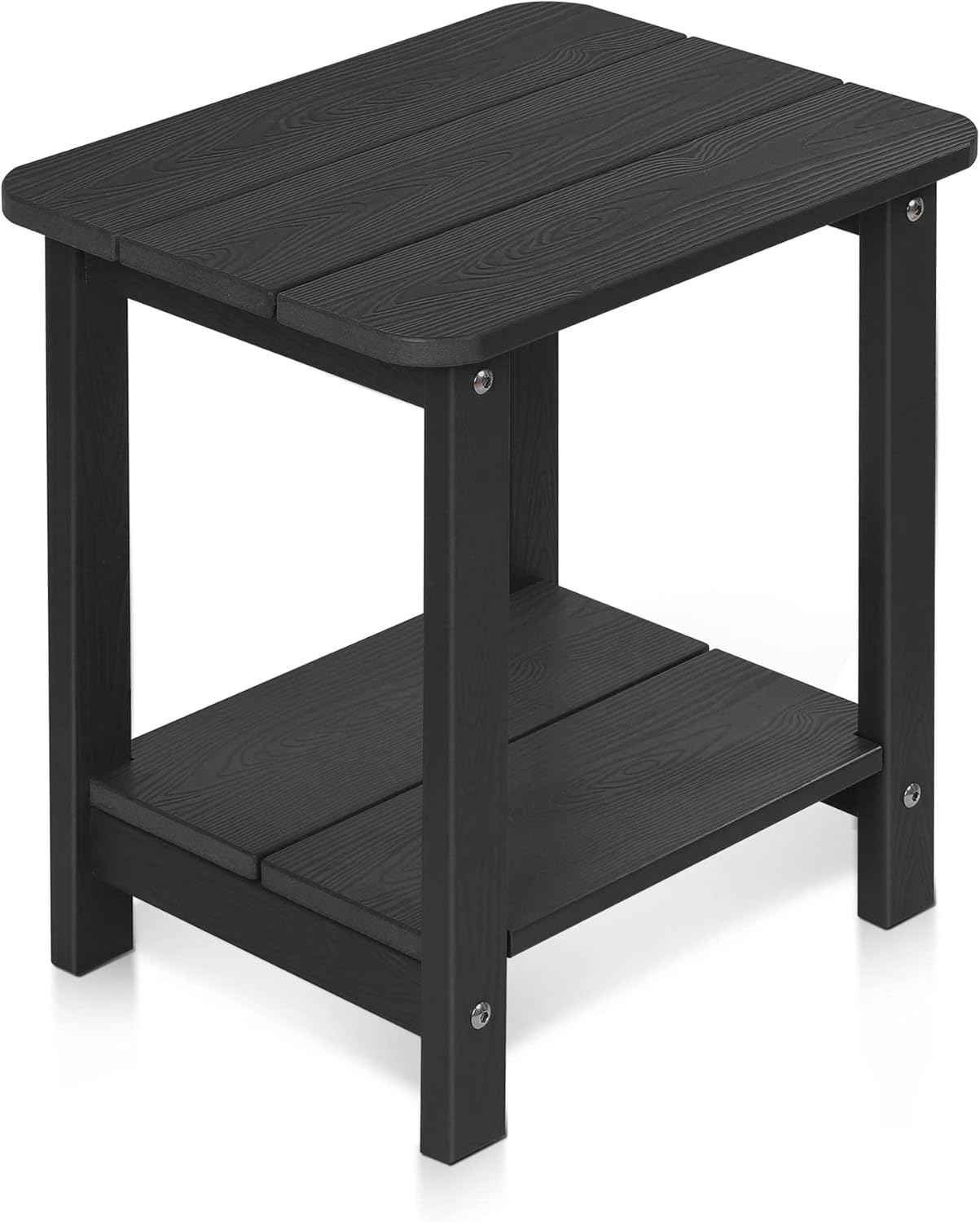 Tikea, Black Adirondack Outdoor Side Table, 16.7'' x 12.6'' x 16.7'', Weather Resistant, Double End Table for Patio, Garden, Lawn