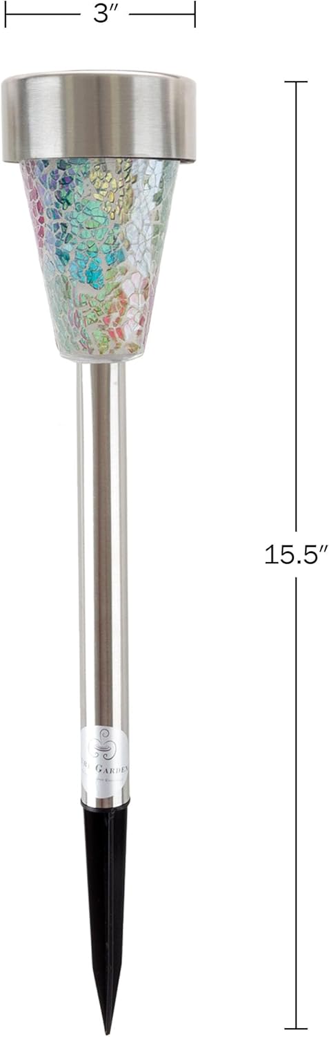 Solar Lights Outdoor Waterproof Garden Lights - 4-Pack LED Outdoor Lights - Mosaic Solar Pathway Lights - Outdoor Solar Lights for Yard, Patio, Driveway, or Landscape Lighting by Pure Garden (Silver)