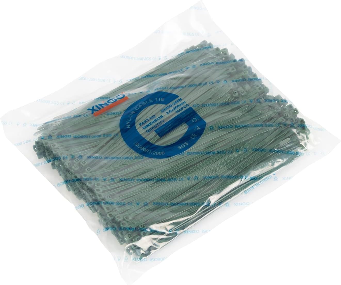 XINGO Cable Zip Ties (500 Pack), 40 Lbs Tensile Strength-Heavy Duty, Self-Locking Nylon Plastic Wire Ties in Assorted Sizes and Colors for indoor and outdoor (8 inch, Dark Green)