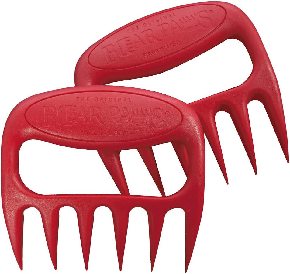 Bear Paws Meat Claws - The Original Meat Shredder Claws for Pulled Pork, USA Made - Easily Lift, Shred, Pull and Serve Pork, Chicken, Brisket and Turkey - Gift for Dad on Father's Day! (Red) - Lumora Garden