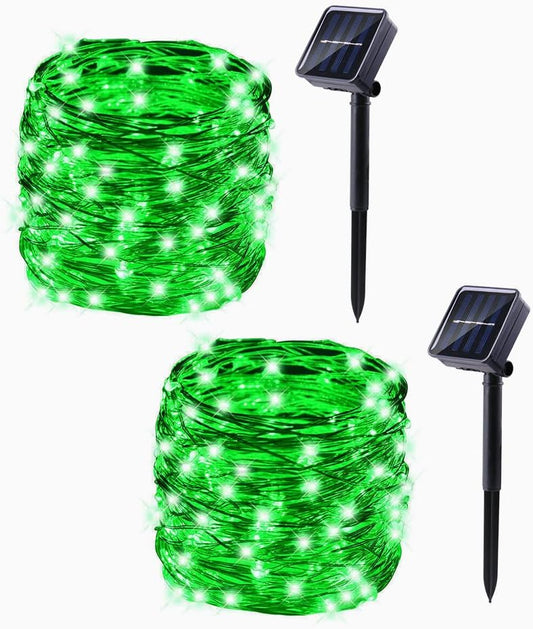 Lomotech Solar String Lights Outdoor - 2 Pack Total 66ft 200LED Solar Fairy Lights Waterproof 8 Modes Twinkle Lights for Outdoor, Patio, Garden, Yard, Party, Wedding, Tree Decoration (Green)