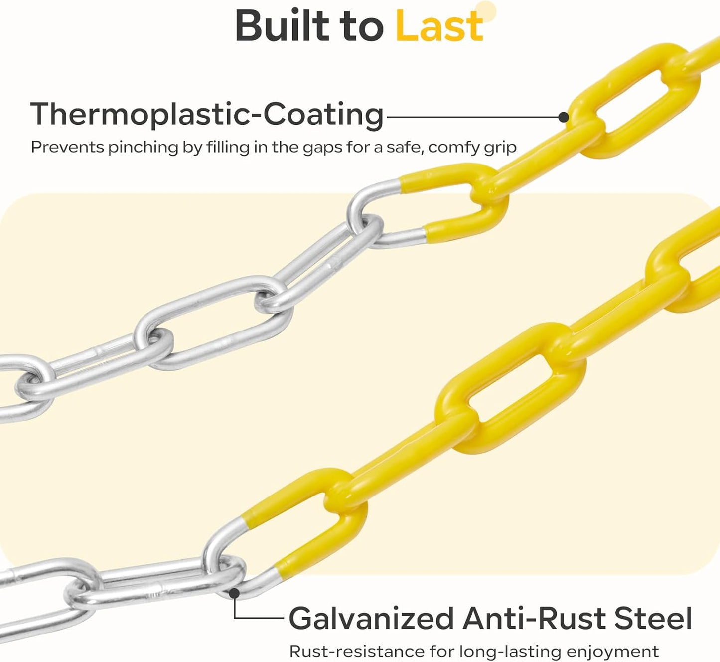 Decorlife 2 Pack Outdoor Swings Seats with 66" Rust-Resistant Heavy Duty Chain, Playground Swing Set Accessories Replacement Anti-Slip Seats, Backyard Swing Support 330lb for Kids or Adults (Green)