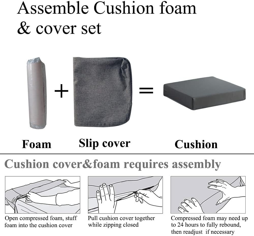 Patio Chair Cushions Non Slip Bottom Chair Pad with TiesSet of 2 Waterproof Square Outdoor Seat Cushion Replacement for Garden Swing Furniture 18x18 Inch, Light Khaki