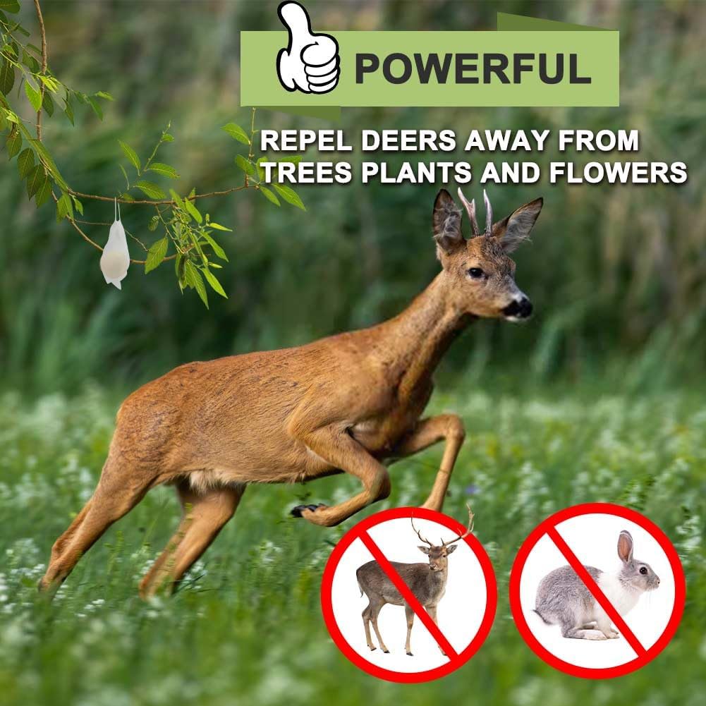 Deer Repellent, Rabbit Repellent Outdoor, Deer Deterrent for Plants, Keep Rabbits Out of Backyard, Deer and Rabbit Repellant, Deer Repellant Balls for Flowers Shrubs & Trees-10 Packs