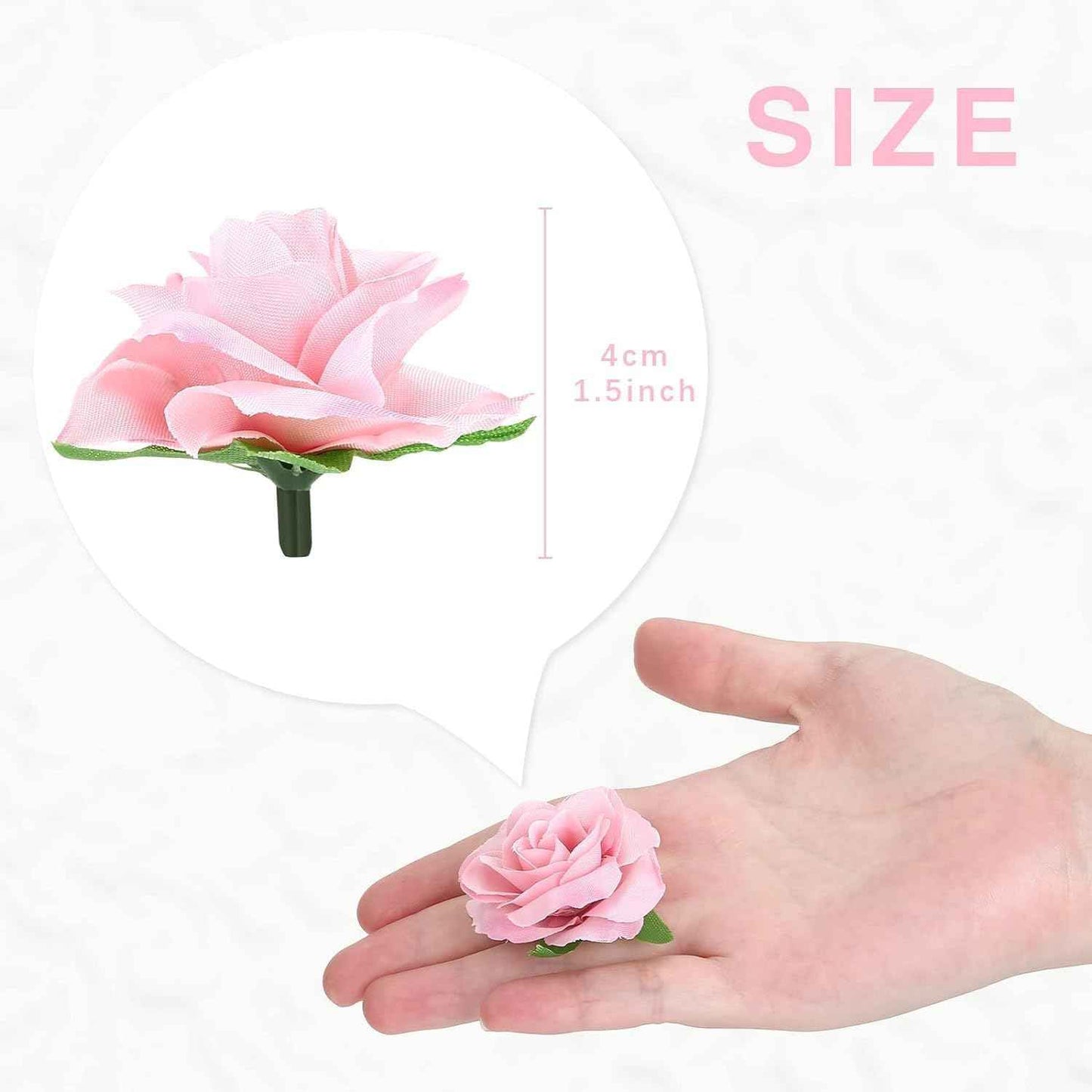 50pcs Mini Pink and White Roses Artificial Flowers Bulk, 1.6" Small Silk Fake Roses Flower Heads for Decoration, Crafts, Wedding Centerpieces Party Home Decor