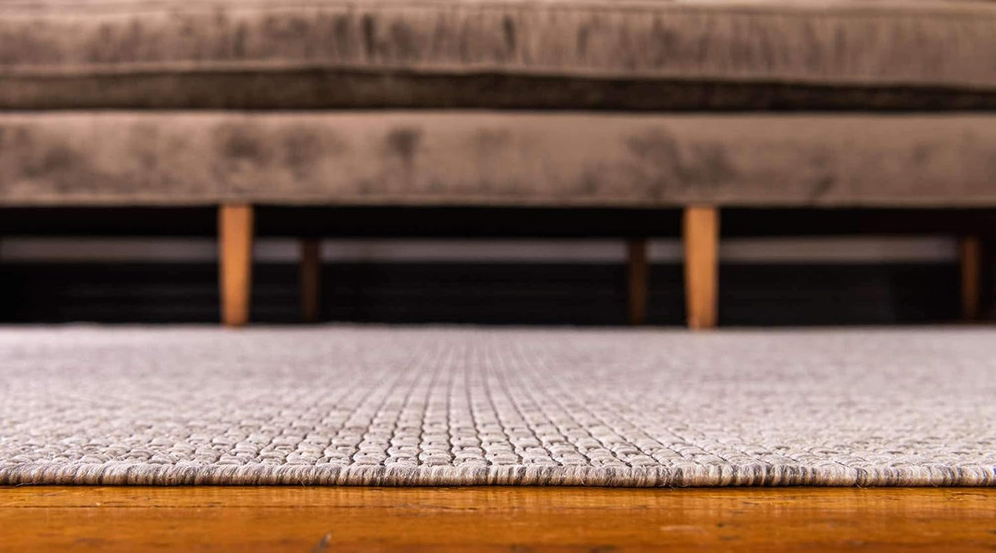 Unique Loom Collection Casual Transitional Solid Heathered Indoor/Outdoor Flatweave Area Rug (5' 1" x 8' Rectangle, Beige/Ivory)