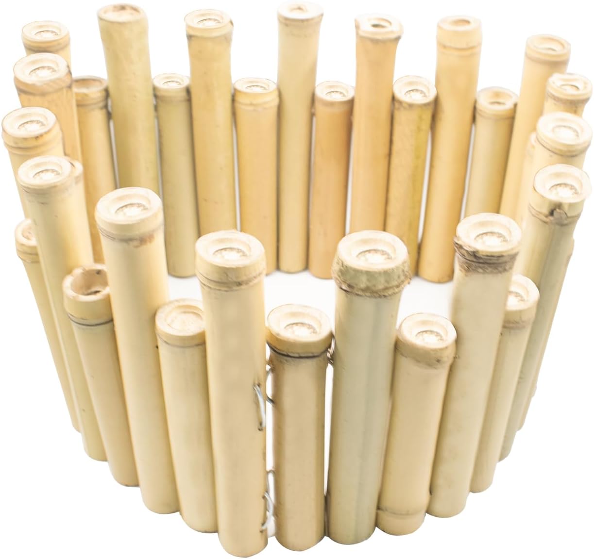 Bamboo Short Fence with Ground Spikes, Outdoor Landscape Edging Flexible Decorative Border, Garden Lawn Edging Low Fence, for Yards Gardens Patios Lawns, 39.37'' L x 5.9''/7.87'' H (Yellow)