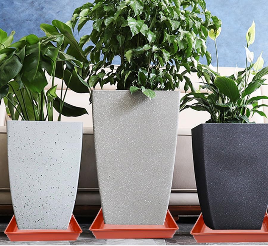 2 Pack Square Plant Saucer 16 Inch, Large Deep Plant Trays for Pots, Duty Plastic Plant Saucer, Heavy Duty Plant Pot Saucers, Planters for Indoors and Outdoors Plants.