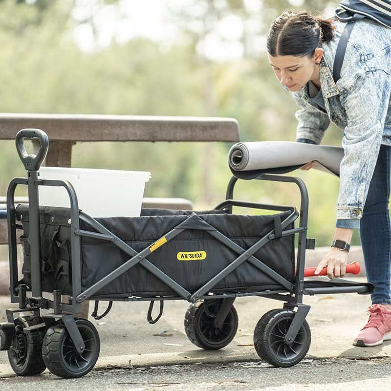 Whitsunday Collapsible Wagon with Tailgate for Camping Outdoor (Dark Grey, No Table)