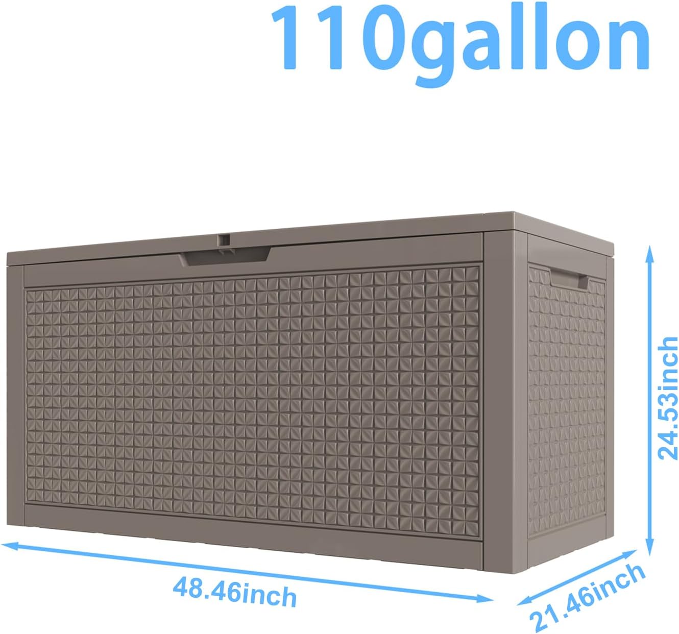 ROJIK 110 Gallon Waterproof Outdoor Deck Storage Box, Lockable Resin Patio Storage Bin with Lid for Garden Tools, Patio Cushions & Outdoor Accessories(Grey)