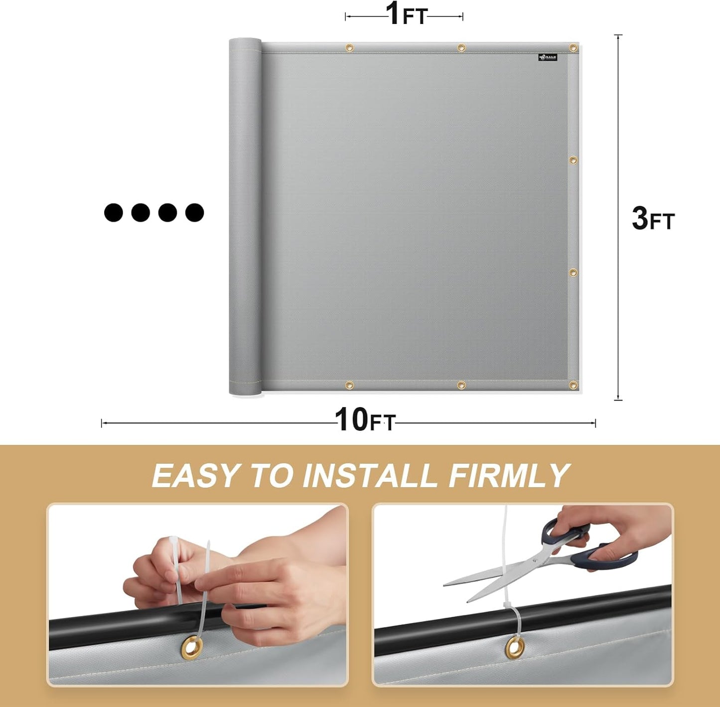Heat Shield for Wall Behind Grill, 10'X3' Outdoor Grill Heat Shield Mat Grey Fireproof Fence Cover and Screen Heavy Duty BBQ Wall Protector Deck Railing Protection from Grill