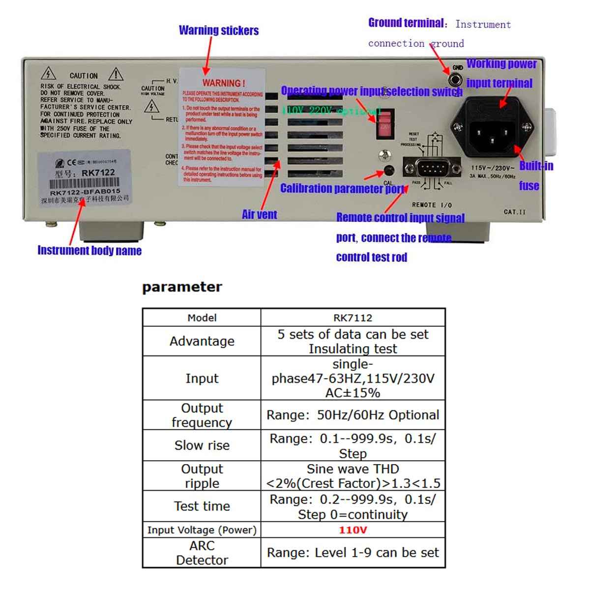 INTBUYING Withstand Hi-Pot Tester Insulation Resistance Tester AC 110V/220V 5KV Test Instruments with Memory Group Digital Display