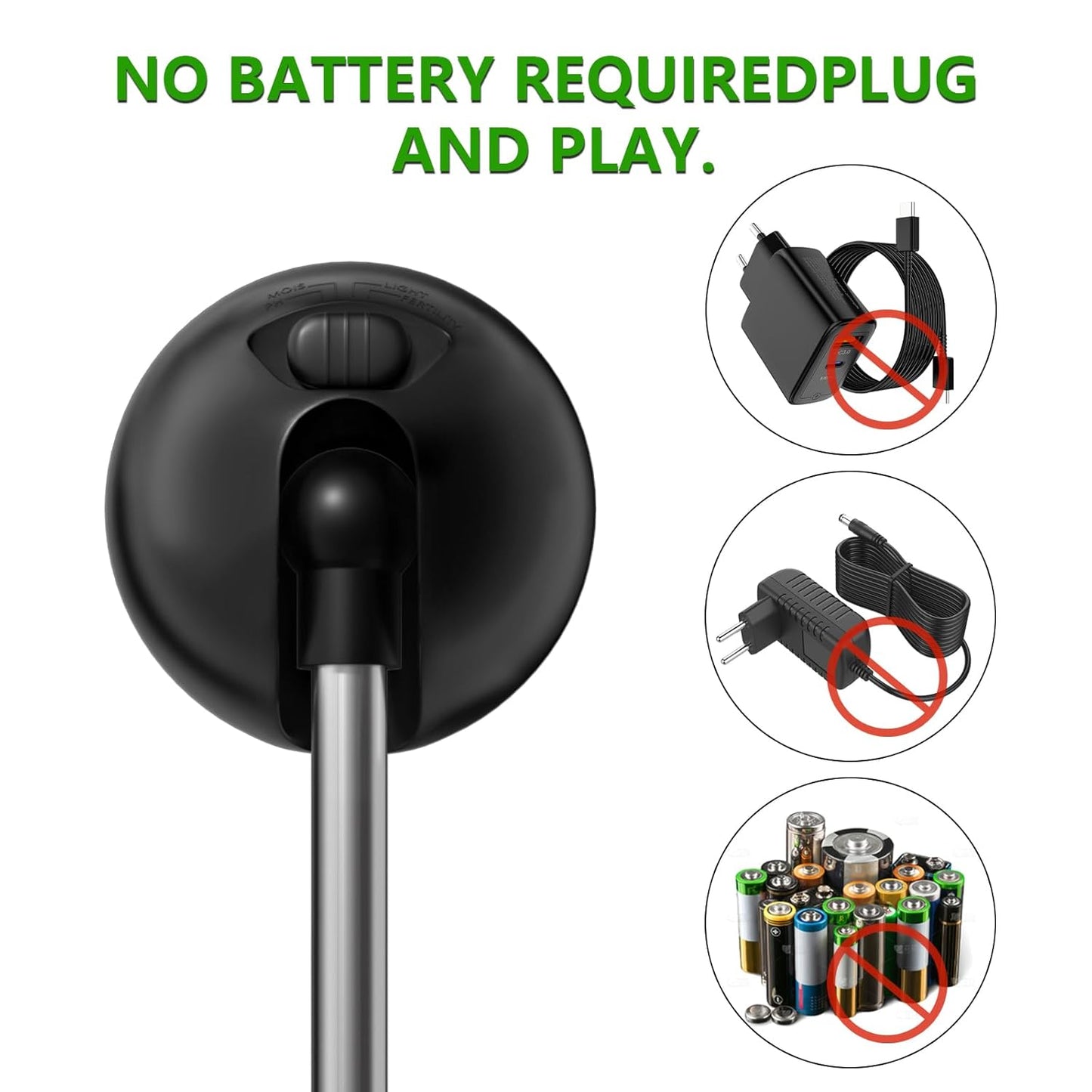 4-in-1 Soil Tester, Battery Free Plant Moisture Meter with PH/Moisture/Light Test/Fertilizer, Soil PH Meter for Garden, Lawn, Potted Plants, Farm (90° Rotation)