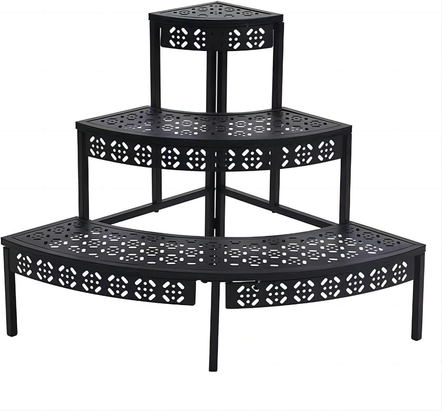 3 Tier Metal Plant Stand,Rectangle or Round Decorative Flower Step,Garden Shelf Flower Pot Holder Storage Organizer Rack for Indoor Outdoor Use
