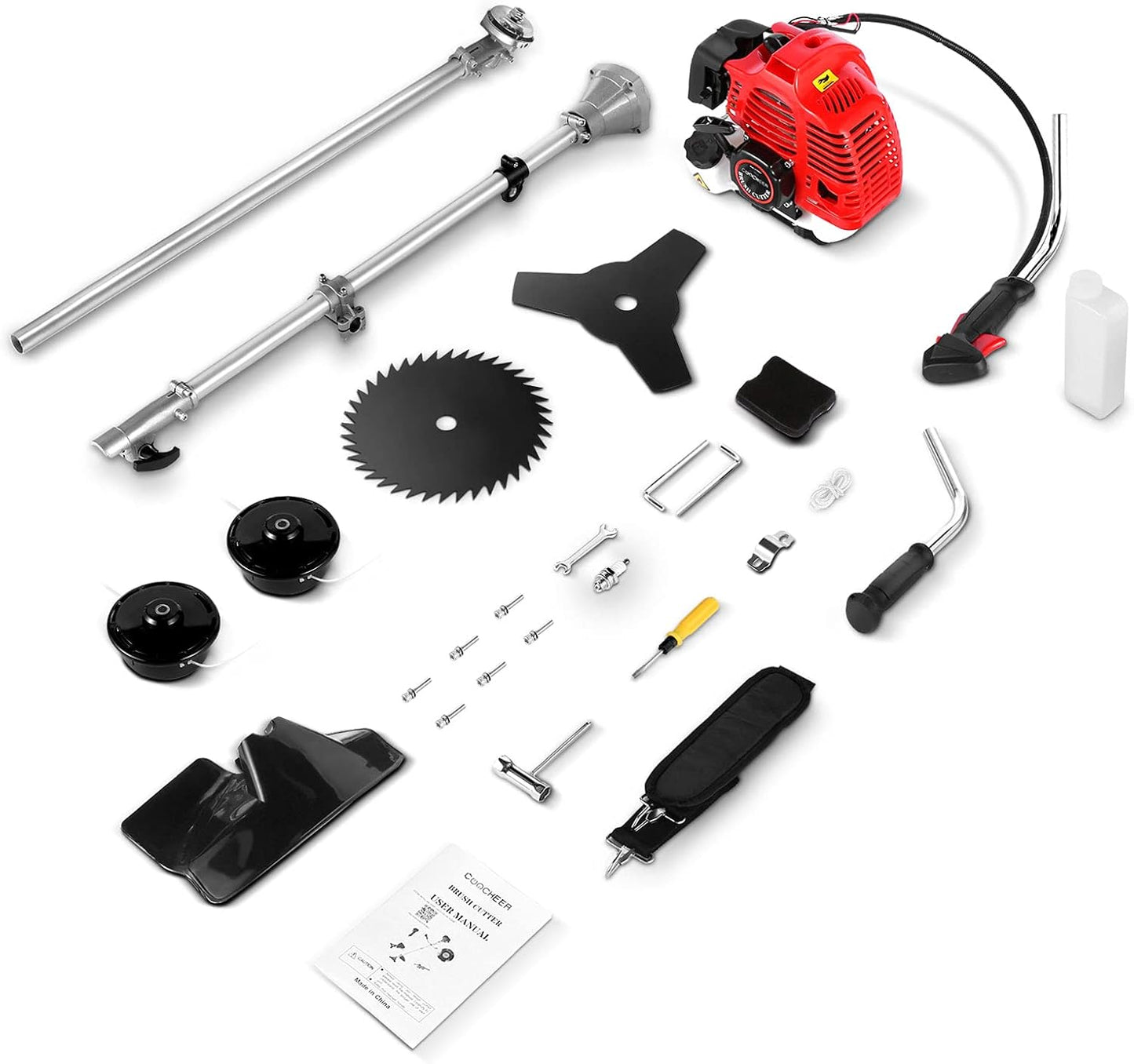 Weed Eater String Trimmer, 58cc Cordless Grass Gas Powered Weed Wacker 4-in-1 Straight Shaft String Trimmer Brush Cutter with 4 Detachable Head