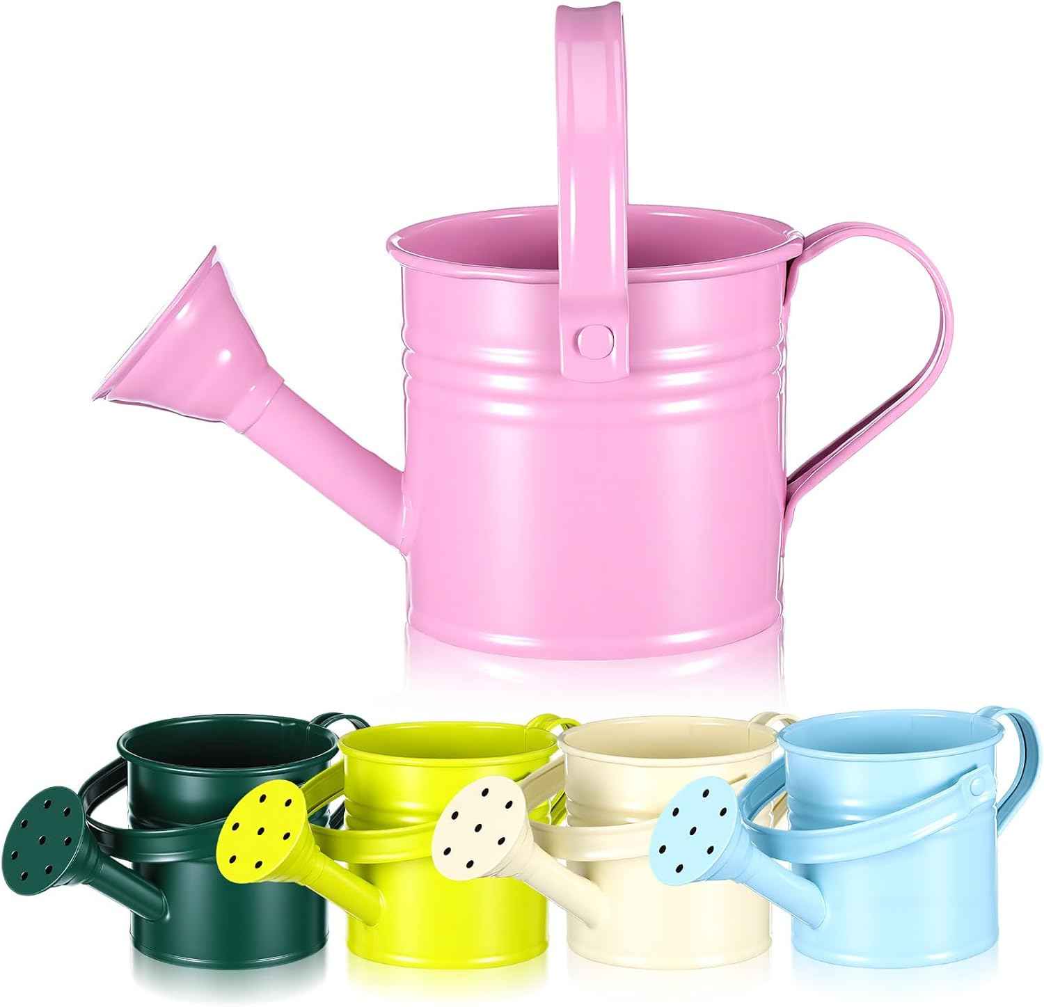 DOITOOL Kids Metal Watering Can for Gardening, 5Pcs Small Iron Watering Can Garden Watering Bucket for Gardening Plants Flowers (Mixed Color)