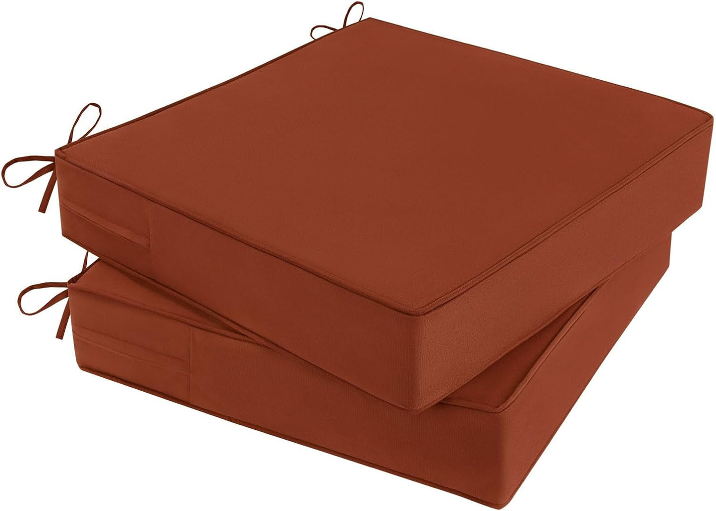 Outdoor Chair Cushions Set of 2 for Patio Furniture 19x19x4 Inch Waterproof Patio Chair Cushion 3 Year Color Fastness Square Elastic Foam Garden Sofa Couch Pads with Ties and Handle,Spice