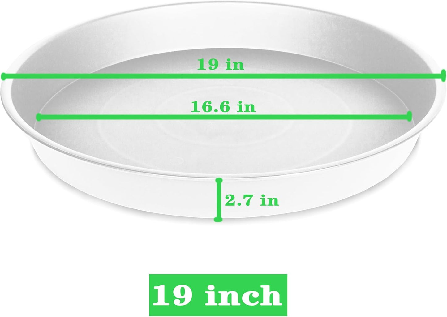 2 Pack of 19 inch Plant Saucer, 2.7" Depth Tray, Large Deep Garden Plastic Flower Planter Plant Trays for Indoors Outdoor Bath Bath (19", Creamy White)