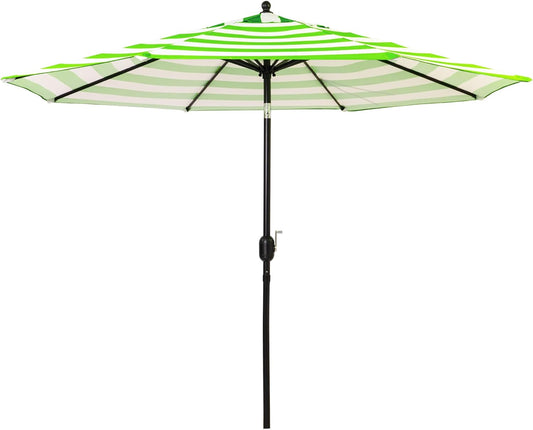 Sunnyglade 9' Patio Umbrella Outdoor Table Umbrella with 8 Sturdy Ribs (Grass Green and White)