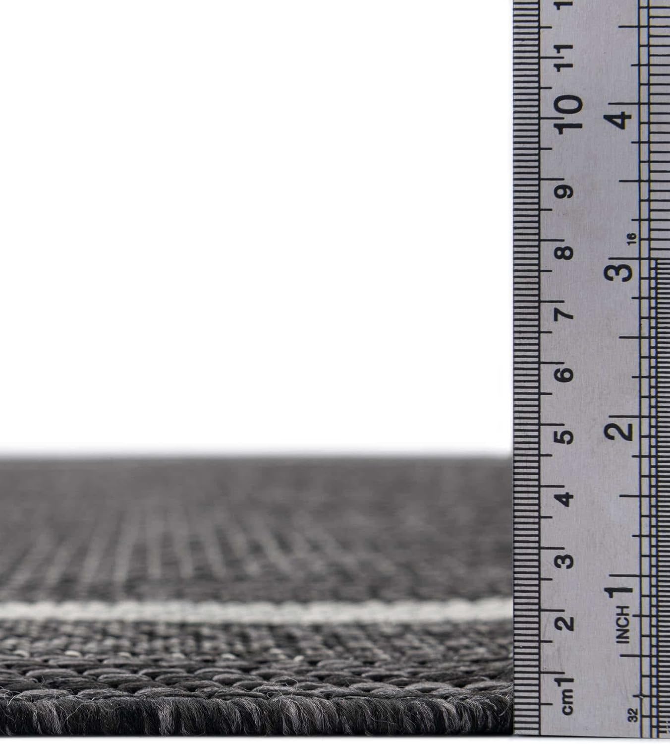 Unique Loom Outdoor Border Collection Area Rug - Soft Border (2' x 8' Runner, Black/ Ivory)