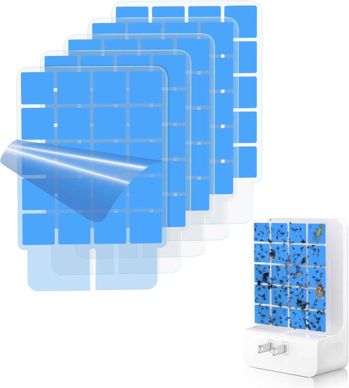 Upgraded 5 PCS Double-Sided Adhesive Card Refills for Replacement, Compatible with Flying Insect Trap Device N386A-Pro (Replacement Refills Only)