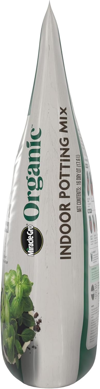 Miracle-Gro Organic Indoor Potting Mix - Protects Against Over and Under Watering, Planting Soil for Indoor Container Plants, Houseplants and Starter Plants, OMRI Listed, 16 qt. (2-Pack)