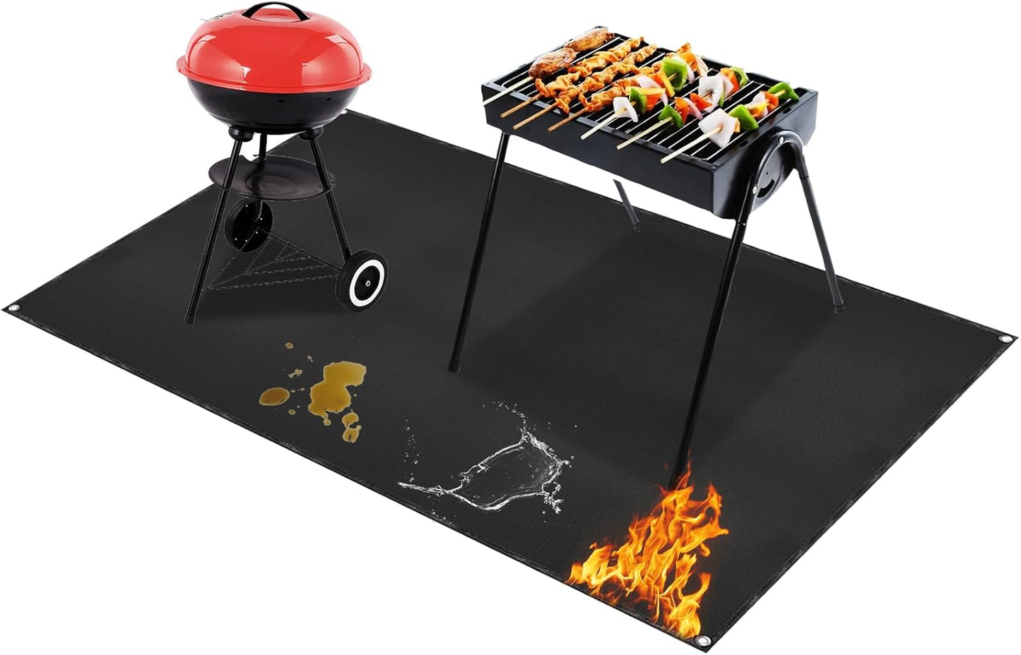 Under Grill Mat for Outdoor Grilling, 70 x 48 inches Double-Sided Fireproof Waterproof BBQ Protector for Deck and Patio Under Grill Mat for Outdoor BBQ