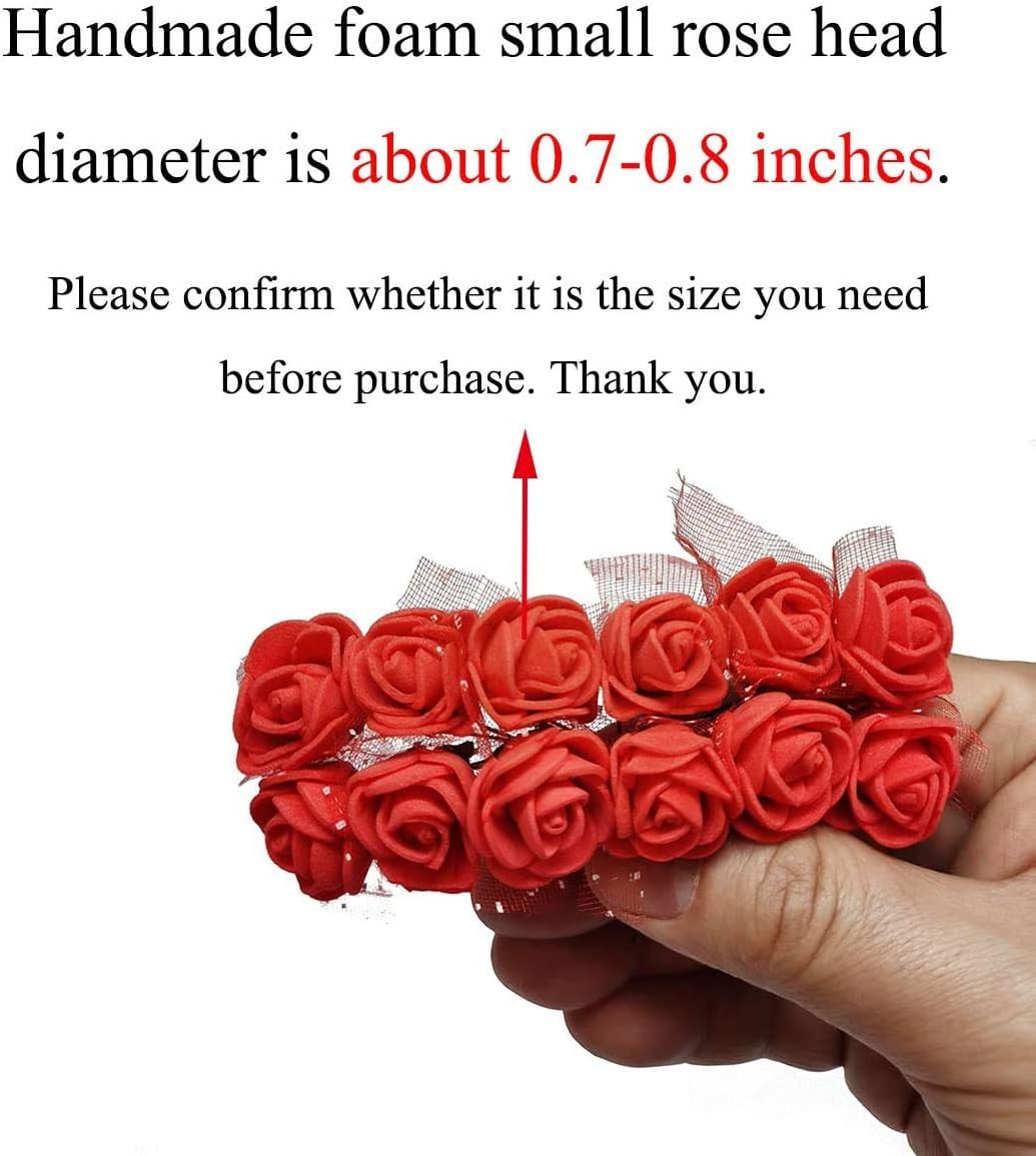Foam Rose Fake Flowers for Crafts 144 pcs 2 cm Mini Wreaths Artificial Flower Bouquet Multicolor Rose Flower Wedding Scrapbooking Decoration Rose Fake Flower(Tan)