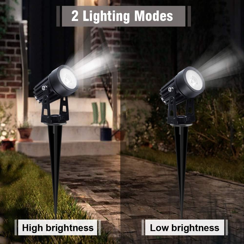 APONUO Solar Spotlights Landscape Lights Low Voltage Outdoor Solar Spotlight IP65 Waterproof 9.8ft Cable Auto On/Off with 4 Cool White for Outdoor Garden Yard Landscape Downlight (4-in-1)