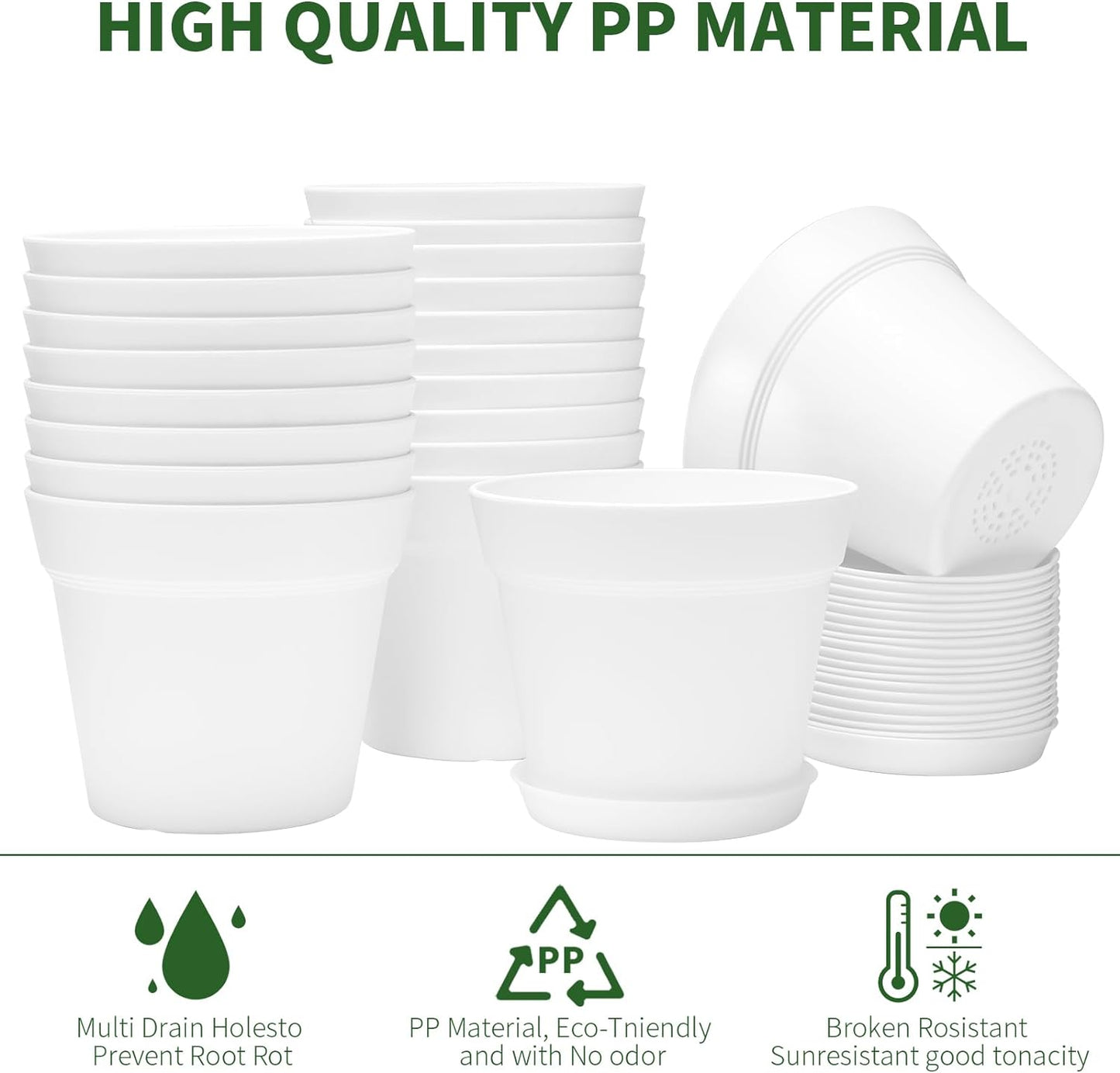 GARDIFE 20 Pack 6 inch Plant pots, planters for Indoor Plants, Flower pots, White