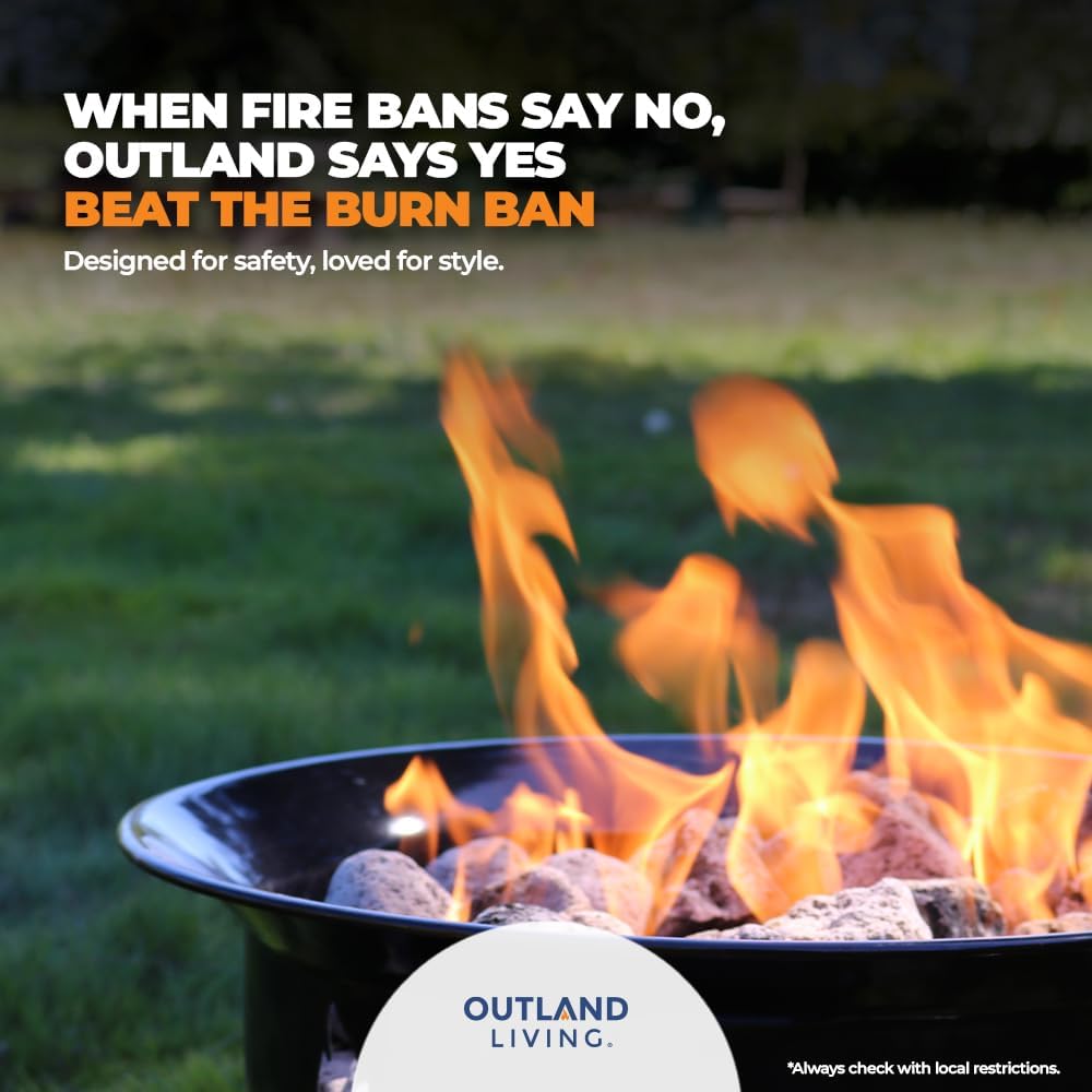Outland Living Portable Propane Fire Pit, 19-inch, 58,000 BTU with Fire Pit Cover & Carry Kit, Smokeless Gas Firebowl | Perfect for Camping, Patio, Backyard, Tailgating, Deck, RV| Black 893 Deluxe