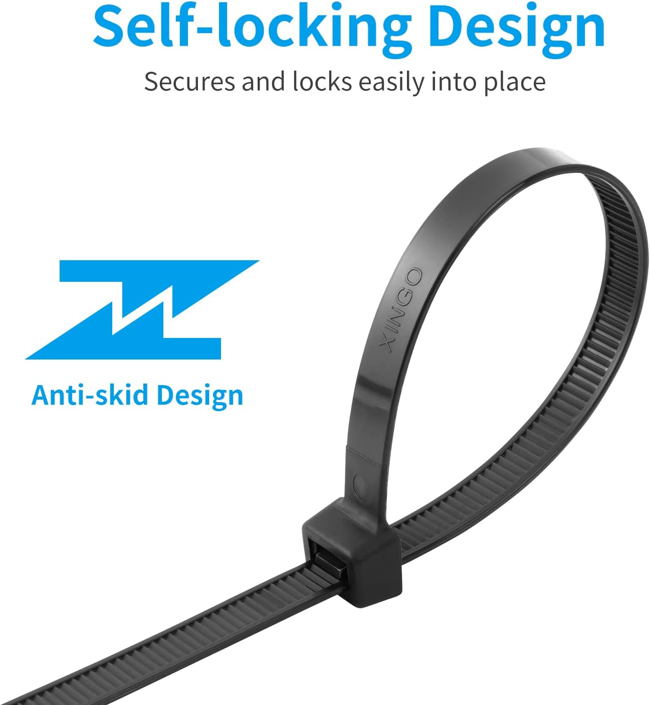 XINGO 16 inch White Zip Ties Heavy Duty 100 Pack, 200 LBS Ultra Strong Plastic Wire Ties, Large Cable Ties Extra Long Tie Wraps, Indoor and Outdoor UV Resistant