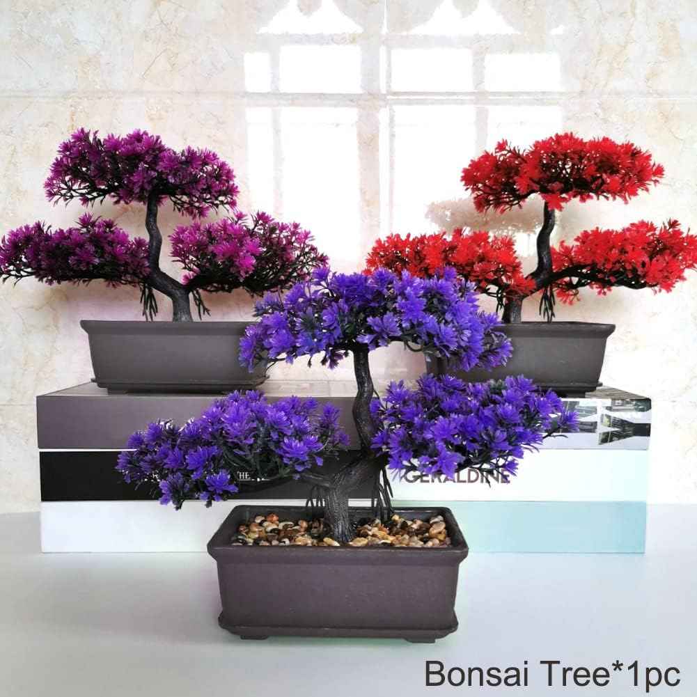 Bonsai Tree, Artificial Plants, Artificial Bonsai Tree Juniper Faux Plants, Indoor Small Fake Plants Decor for Home Bedroom Office Desk Farmhouse Decor(Color:Red)