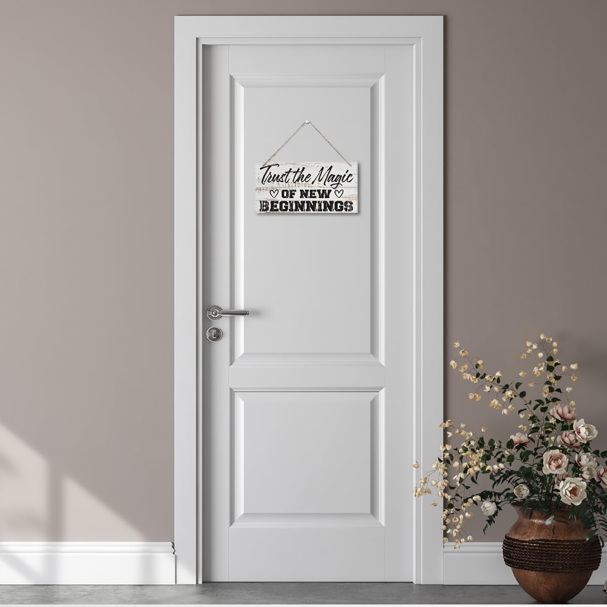 Inspirational Quote Wood Signs, Trust the Magic of New Beginning Sign, New Beginnings Gift, New Beginnings Gifts for Women, Housewarming Gift, Rustic Wooden Plaques Sign, 11.8 * 5.9 Inch