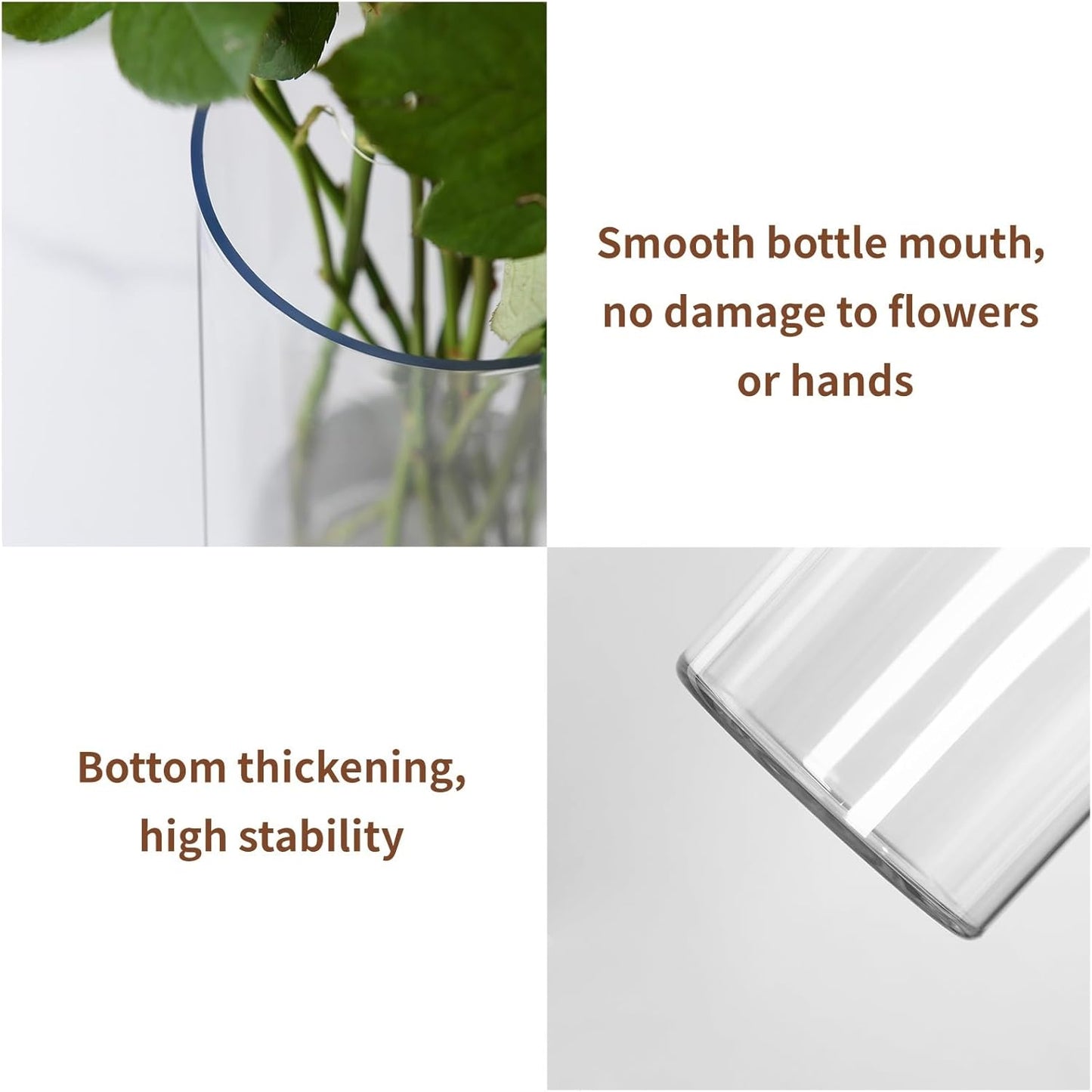 Clear Flower Vase, Non-breakable Vases, 5" W x 14" H, Acrylic Vase, Aesthetic Room Decor Cylindrical Modern Flower Vases for Table Centerpiece, Home Decor, Women Floral Arrangement Gift