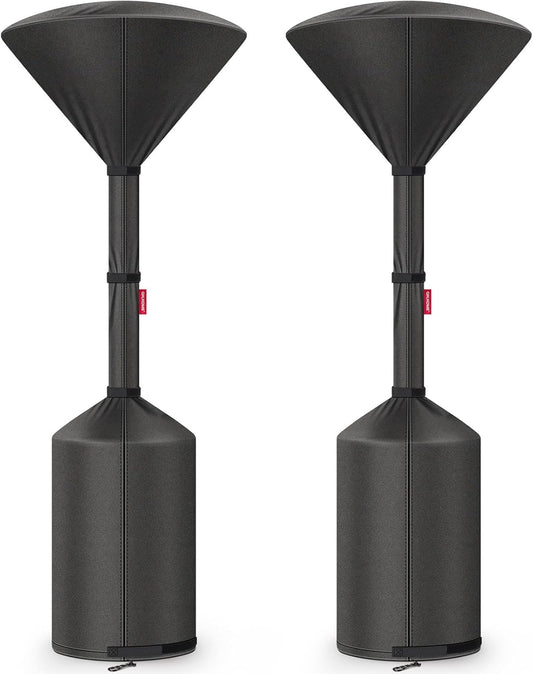 QH.HOME Winter Patio Heater Covers, [2025 Upgraded Tear-Resistant Fabric] Waterproof with Robust Zipper ,Height fit 87"-92",Dustproof/Wind/Sunlight/Snow-Resistant, 2 Pack-Black