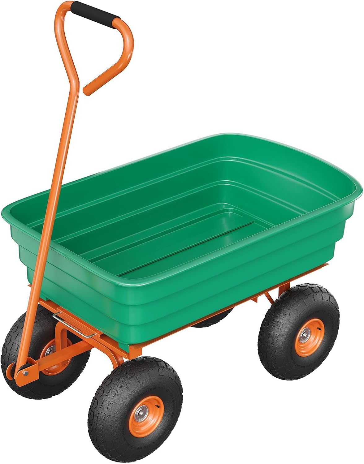 Garden Cart with 13" No-Flat Tires, 1200 lbs Capacity, 7 Cubic Feet Polyethylene Yard Dump Wagon w/ 180° Swivel Handle Towable, Utility Wagon for Yard, Garden, Landscaping, Heavy Duty & Rust-Proof