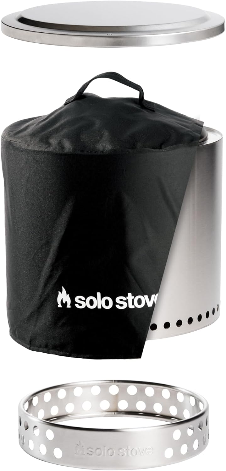Solo Stove Ranger Amazon Exclusive Fire Pit Bundle | Portable & Smokeless | Includes Stand, Lid & Shelter | Ideal for 2–4 People | Stainless Steel, 15"x15", 22lbs